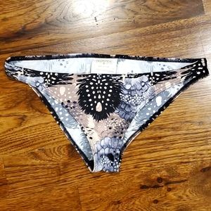 Womens Neon Tide black & brown floral bikini bottoms size L